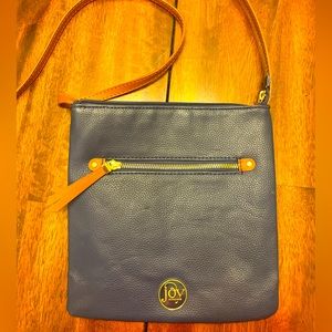 Leather crossbody bag by Joy Mangano navy